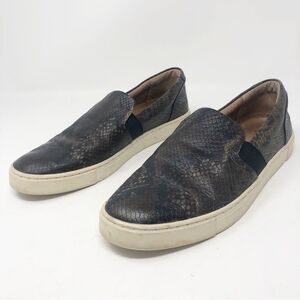 FRYE | Ivy Dark Brown Snakeskin Print Leather Slip On Sneakers Women’s Size 8